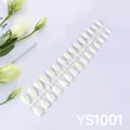 Glossy cream white almond shape press-on nails set with 24 pieces on transparent rack - Color Box / Cream White (YS1001)