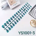 Uñas postizas almendradas verde esmeralda perlado con purpurina plateada brillante - Estilo en Caja / Verde Oscuro Purpurina Plateada (YS1001-3)