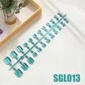 Tiffany blue cat eye press-on toenails 24pcs set with shimmering square finish - Tiffany Blue Cat Eye Style (SGL013)