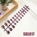 Detail of 24pcs deep wine red cat-eye glitter press-on toenails on plastic stand - Wine Red Glitter Style (SGL017)