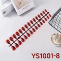 Nahaufnahme von perlmuttroten Mandel-Kunstnägeln am Streifen, Artikel YS1001-8 - Box-Stil / Wine Red Pearlescent Glitter (YS1001-8)