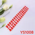 Detail view of 24 pieces glossy red almond press-on nails set on a white background - Bright Red (YS1008)