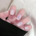 Unghie finte corte quadrate lavanda occhio di gatto con glitter scintillanti - Stile Occhio di Gatto Viola Chiaro (SGL525)