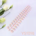 Detail of light pink almond press-on nails set with 24 pieces on a decorative floral background - Light Pink (YS1018)