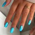 Metallic mirror press-on nails in electric blue with stylish square shape design - Boxed (No Accessories) / Electric Blue (SGL431)