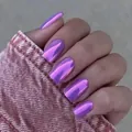 Metallic purple mirror finish press-on nails in long square shape for a punk aesthetic - Purple (SGL425)