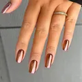 Square mirror finish press-on nails with metallic rose gold effect in punk style - Rose Gold (SGL429)