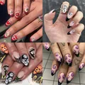 96er-Set Halloween Kunstnägel mit Kürbis- Geist- und Totenkopf-Themen-Designs - ZH008-Halloween Stil