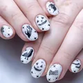 Halloween press-on nails featuring black spider web and ghost pumpkin face designs - YS353 (No Tools)