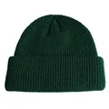 Dunkelgrüne Unisex-Strickmütze im minimalistischen Rippstrick-Design für den Winter - Dunkelgrün