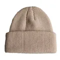 Minimalistische beige gerippte Strickmütze im stylischen Hip-Hop-Design für Damen und Herren - Beige