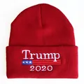 Rote Trump 2020 Stickerei Strickmütze mit Sternen und Streifen für winterliche Wärme - Verstellbar / Burgunderrot