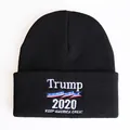 Black Trump knit beanie with USA flag embroidery and Keep America Great slogan - Adjustable / Trump 2020 Keep America Great Wave Line (Black 5)