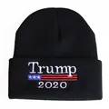 Schwarze Trump 2020 Strickmütze mit Bestickung und US-Flaggen-Motiv für den Winter - Verstellbar / Schwarz