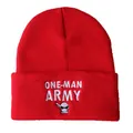 Rote Strickmütze mit One-Man Army Stickerei, warmer Hip-Hop-Stil für Damen und Herren - Einheitsgröße / Rot