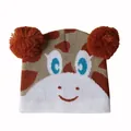 Bonnet en tricot girafe pour enfants avec pompons orange pour l'hiver chaud - Réglable / Style Girafe Beige (4)