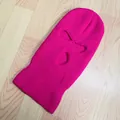 Pasamontañas de punto rosa con tres agujeros para protección invernal cortavientos - Rosa Roja