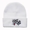 Berretto bianco in maglia con ricamo Dragon Toothless per sport invernali all'aria aperta - Taglia unica / Bianco