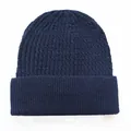 Klassische marineblaue Strickmütze mit Umschlag für Winterwärme und modischen Stil - Marineblau