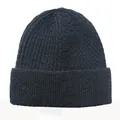 Klassische dunkelgraue Rippstrickmütze für Winter-Outdoor-Sport und Ski-Wärme - Schwarz