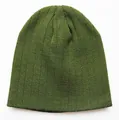 Klassische olivgrüne Rippstrick-Beanie für Damen und Herren aus dickem warmem Stoff - Verstellbar / Armeegrün