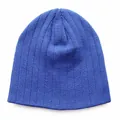 Klassische königsblaue Rippstrick-Beanie-Mütze mit dickem, warmem Stoff für Damen und Herren - Verstellbar / Denim-Blau