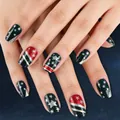 Square Press-on-Nägel mit Independence Day Sternen und Glitzerstreifen in Rot und Blau - Stern und Streifen Glitzer Stil (YS623)