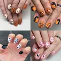 Glänzendes Halloween Kunstnägel-Set mit Kürbis-, Geist- und Fledermaus-Feiertagsmustern - Halloween Gemischte Stile(ZH001)