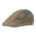 Close-up of brown mesh beret hat showing breathable fabric texture and side brand logo - Adjustable / Army Green