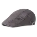 Deep grey mesh beret for men featuring breathable side panels and adjustable metal buckle - Adjustable / Gray