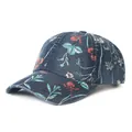 Dettaglio cappellino da baseball in denim lavato con stampa floreale blu scuro da donna - Regolabile / Blu scuro