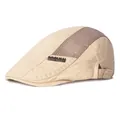 Beige and brown mesh newsboy cap with breathable panels and metal adjustment buckle - Adjustable / Beige