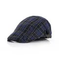 Klassieke Britse geruite baret in donkergrijs met verstelbare bronzen gesp - Eén maat / Marineblauw