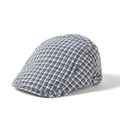 Boina clásica a cuadros azules y blancos de algodón estilo vintage para hombres y mujeres - Ajustable / Azul