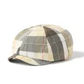 Detailansicht der Vintage-Newsboy-Mütze mit Karomuster und gewebter Textur in Nahaufnahme - Einheitsgröße 56-59cm / Khaki
