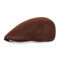 Béret en maille marron respirant avec bord rigide pour protection solaire d'été - M / Café