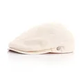 Berretto piatto classico in tela beige con logo in metallo laterale su sfondo bianco - Regolabile 56-60cm / Bianco Sporco