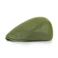 Vue latérale d'un béret en maille vert armée avec texture tricotée creuse respirante - M / Vert Militaire