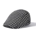 Gorra plana clásica de cuadros blancos y negros con hebilla metálica ajustable para adultos - Ajustable / Negro