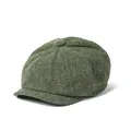 Classic green herringbone newsboy cap for men featuring a vintage wool blend texture - One Size / Green