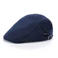 Gorra plana clásica azul oscuro de sarga de algodón con hebilla de metal ajustable lateral - Adjuster Buckle / Azul marino
