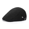 Gorra plana clásica de lana negra con hebilla de metal ajustable y acabado texturizado - Adjuster Buckle / Negro