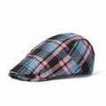 Klassische Schiebermütze mit Karomuster in Blau und Rosa, modische Sommermütze für Damen und Herren - Verstellbar / Schwarz