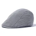 Béret gris classique en coton délavé avec coutures vintage et œillets métalliques - Réglable / Gris clair