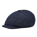 Detailed view of dark blue corduroy fabric texture on a vintage newsboy cap - One Size / Navy Blue