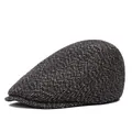 Heren winterpet van bruin tweed met warme dikke textuur en een klassieke vintage look - M(56-58cm) / koffiekleur