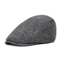 Klassieke vissengraat herenpet, stijlvolle en warme winterbarethelm voor heren in grijs - M(56-58cm) / Grijs