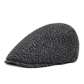 Dikke warme winterpet voor heren in zwart-wit tweed woltextuur voor vrije tijd - M(56-58cm) / Zwart