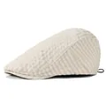 Retro beige geruite platte pet voor dames en heren met verstelbare riem en klassiek design - Verstelbaar / Beige