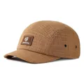Casquette de baseball 5 panels à carreaux marron avec écusson logo extérieur - Khaki Foncé